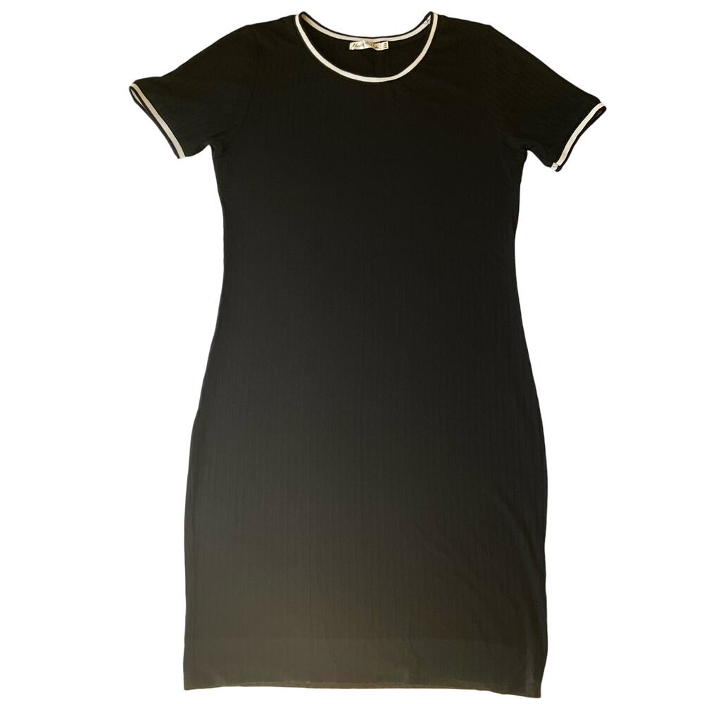 Heart & Hips Women’s Short Sleeve Above Knee Body Con Dress size M, Solid Black